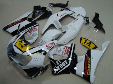 Billigste Honda CBR900RR 919 Motorrad Verkleidung 1998-1999 - Weiss Gelb Glanzendes Schwarz Playboy 14