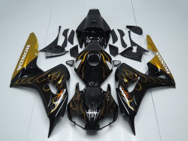 Billigste Honda CBR1000RR Motorrad Verkleidung 2006-2007 - Glanzendes Schwarz Gold Flamme