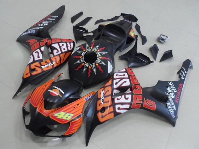 Billigste Honda CBR1000RR Motorrad Verkleidung 2006-2007 - Matt Schwarz Orange Rossi 46