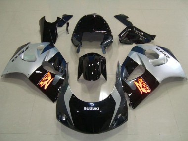 Billigste Suzuki GSXR 750 Abs Motorrad Verkleidungen 1996-2000 - Glanzendes Schwarz Silber