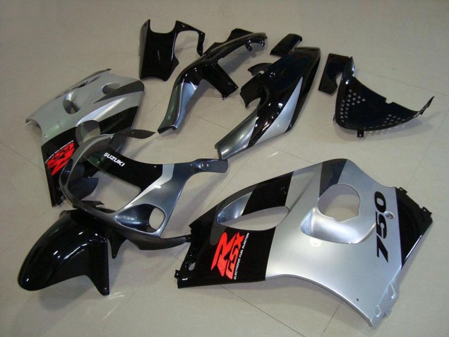 Billigste Suzuki GSXR 750 Motorrad Verkleidung 1996-2000 - Glanzendes Schwarz Silber