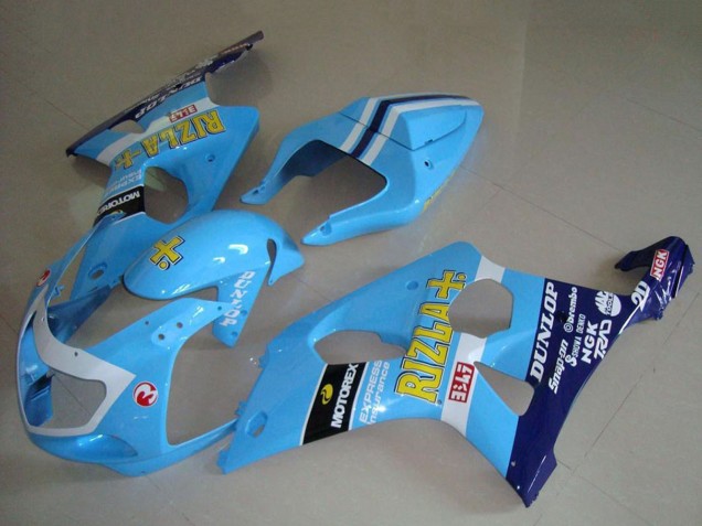 Billigste Suzuki GSXR 1000 Motorrad Verkleidung 2000-2002 - Hellblau Gelb Schwarz Weiss Gelb Rizla