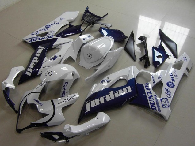 Billigste Suzuki GSXR 1000 Motorrad Verkleidung 2005-2006 - Weiss Dunkel Blau Jordan