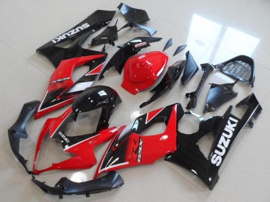 Billigste Suzuki GSXR 1000 Motorrad Verkleidung 2005-2006 - Rot Glanzendes Schwarz OEM Stil