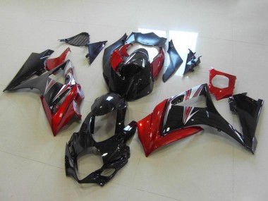 Billigste Suzuki GSXR 1000 Motorrad Verkleidung 2007-2008 - Rot Glanzendes Schwarz Kein Aufkleber