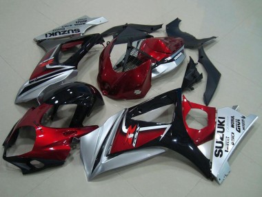 Billigste Suzuki GSXR 1000 Motorrad Verkleidung 2007-2008 - Rot Silber Glanzendes Schwarz