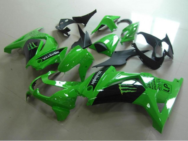 Billigste Kawasaki ZX250R Motorrad Verkleidung 2008-2012 - Grun Glanzendes Schwarz Monster