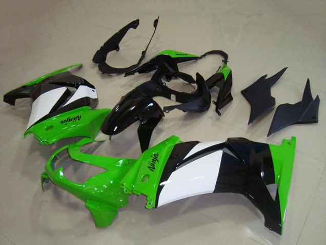 Billigste Kawasaki ZX250R Motorrad Verkleidung 2008-2012 - Grun Weiss Glanzendes Schwarz