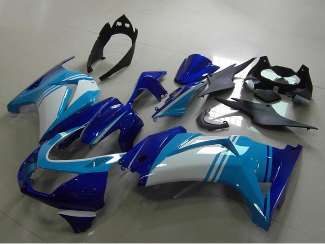 Billigste Kawasaki ZX250R Motorrad Verkleidung 2008-2012 - Hellblau Weiss Dunkel Blau