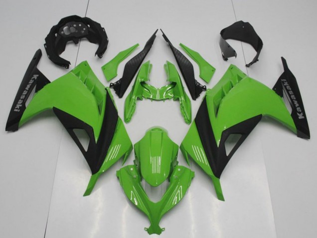 Billigste Kawasaki ZX300R Motorrad Verkleidung 2013-2018 - Grun Matt Schwarz OEM Stil