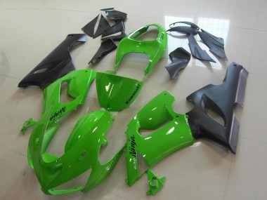Billigste Kawasaki ZX6R Motorrad Verkleidung 2005-2006 - Grun Matt Schwarz