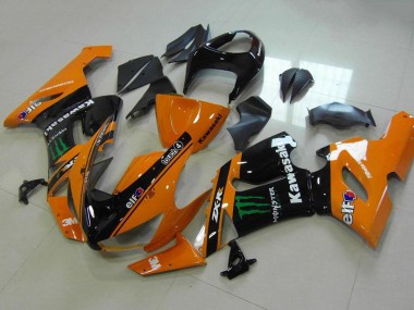 Billigste Kawasaki ZX6R Motorrad Verkleidung 2005-2006 - Orange Schwarz Grun Monster