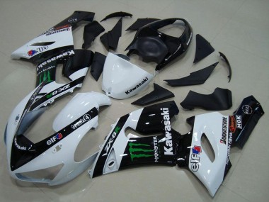 Billigste Kawasaki ZX6R Motorrad Verkleidung 2005-2006 - Weiss Glanzendes Schwarz Grun Monster