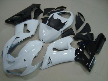 Billigste Kawasaki ZX6R Motorrad Verkleidung 2005-2006 - Weiss Schwarz