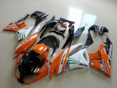 Billigste Kawasaki ZX6R Motorrad Verkleidung 2009-2012 - Orange Weiss Glanzendes Schwarz Grun Elf Bridgestone Monster