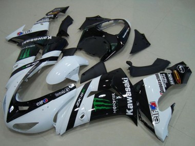 Billigste Kawasaki ZX10R Motorrad Verkleidung 2006-2007 - Weiss Glanzendes Schwarz Grun Elf Monster