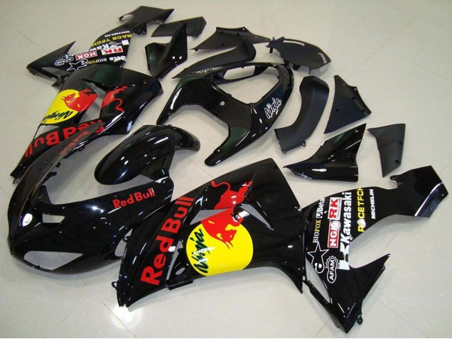Billigste Kawasaki ZX10R Motorrad Verkleidung 2006-2007 - Glanzendes Schwarz Gelb Red Bull