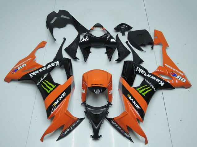 Billigste Kawasaki ZX10R Motorrad Verkleidung 2008-2010 - Orange Schwarz Grun Monster