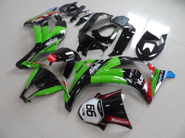 Billigste Kawasaki ZX10R Motorrad Verkleidung 2011-2015 - Grun Rot Glanzendes Schwarz KIPS Motocard Elf 66