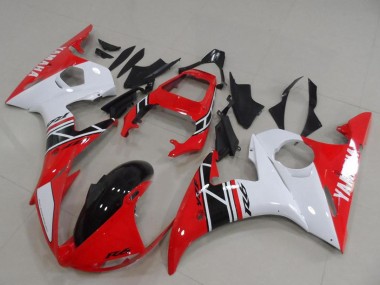 Billigste Yamaha YZF R6 Motorrad Verkleidung Kit 2003-2004 - Weiss Rot Glanzendes Schwarz