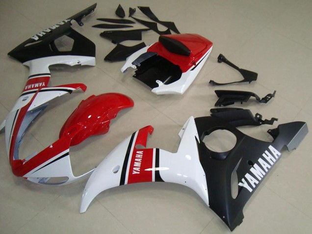 Billigste Yamaha YZF R6 Motorrad Verkleidung 2003-2004 - Weiss Rot Matt Schwarz