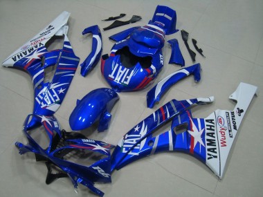 Billigste Yamaha YZF R6 Motorrad Verkleidung 2006-2007 - Weiss Blau Fiat Motul Michelin