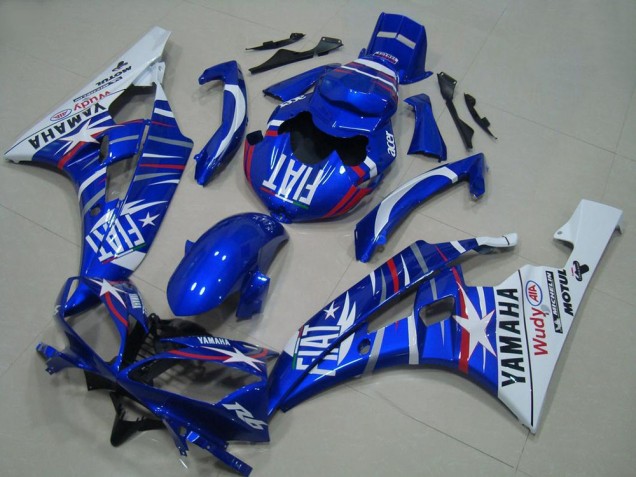 Billigste Yamaha YZF R6 Motorrad Verkleidung 2006-2007 - Weiss Blau Fiat Motul Michelin