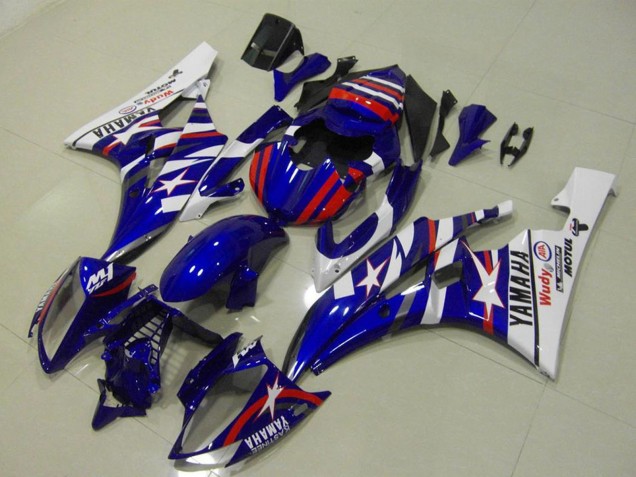 Billigste Yamaha YZF R6 Motorrad Verkleidung 2006-2007 - Weiss Blau Rot Motul Michelin
