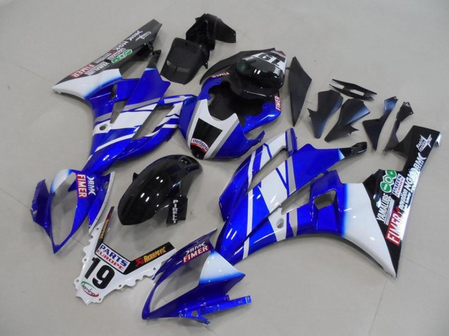 Billigste Yamaha YZF R6 Motorrad Verkleidung 2006-2007 - Weiss Blau Glanzendes Schwarz Fimer Yamalube