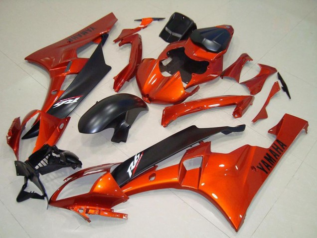 Billigste Yamaha YZF R6 Motorrad Verkleidung 2006-2007 - Orange Matt Schwarz