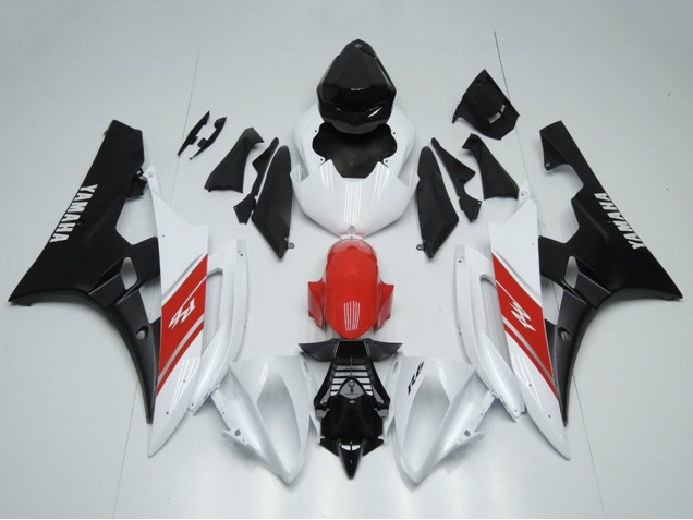 Billigste Yamaha YZF R6 Motorrad Verkleidung 2006-2007 - Weiss Rot Matt Schwarz