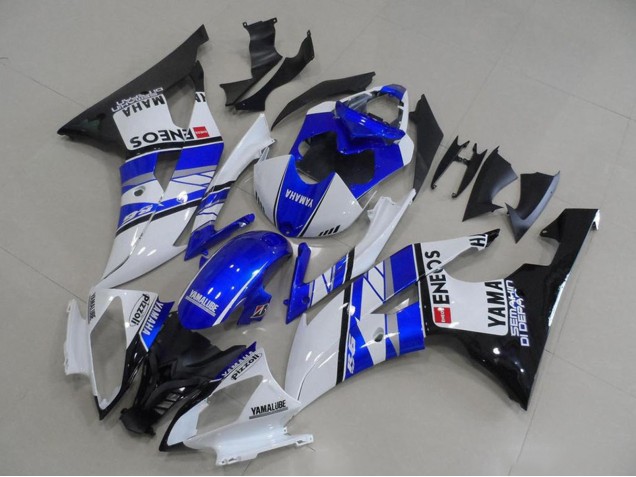 Billigste Yamaha YZF R6 Motorrad Verkleidung 2008-2016 - Weiss Blau Glanzendes Schwarz ENEOS Yamalube