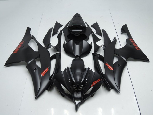 Billigste Yamaha YZF R6 Motorrad Verkleidung 2008-2016 - Matt Schwarz Rot Aufkleber