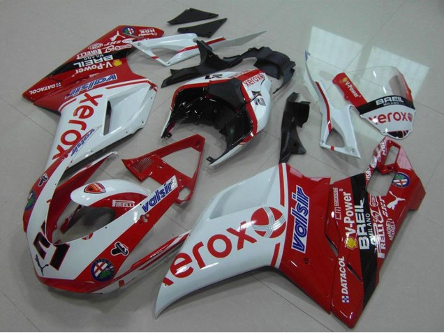 Billigste Ducati 848 1098 1198 Motorrad Verkleidung 2007-2014 - Weiss Rot Glanzendes Schwarz Valsir Xerox OEM Stil 21