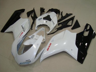 Billigste Ducati 848 Motorrad Verkleidung 2007-2014 - Weiss Glanzendes Schwarz