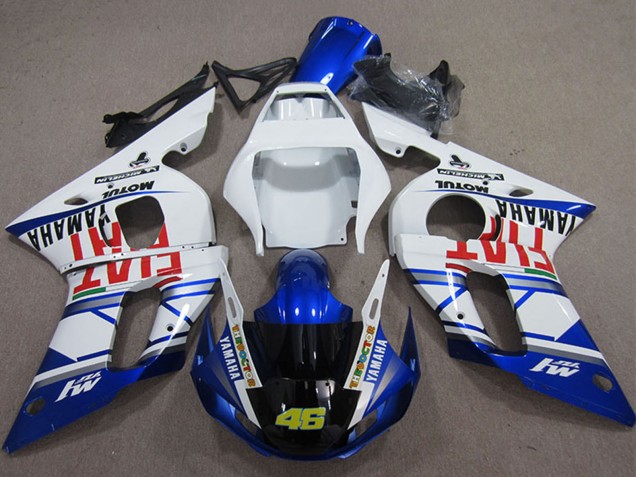 Billigste Yamaha YZF R6 Motorrad Verkleidung 1998-2002 - Weiss Blau Rot Fiat Michelin Motul 46