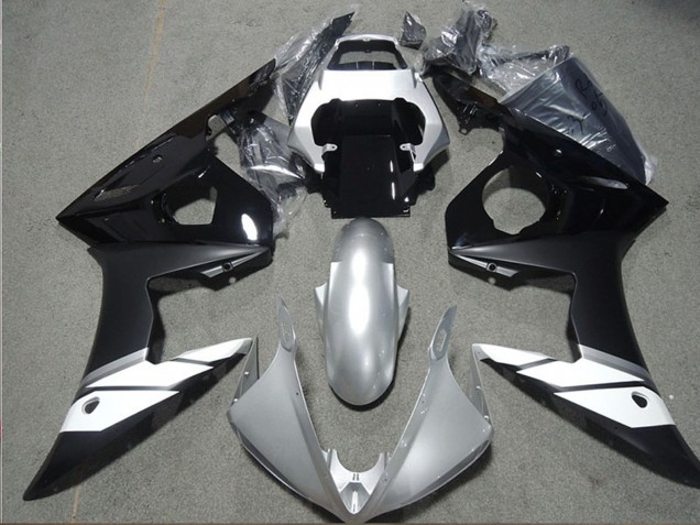 Billigste Yamaha YZF R6 Motorrad Verkleidung 2003-2004 - Weiss Silber Glanzendes Schwarz Matt Schwarz
