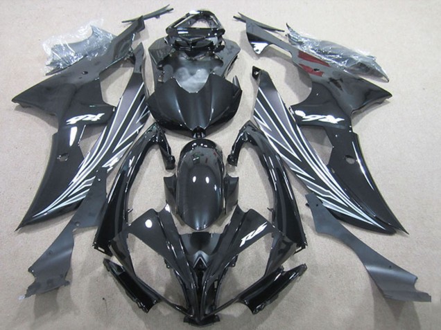Billigste Yamaha YZF R6 Motorrad Verkleidung 2006-2007 - Glanzendes Schwarz Matt Schwarz Weiss