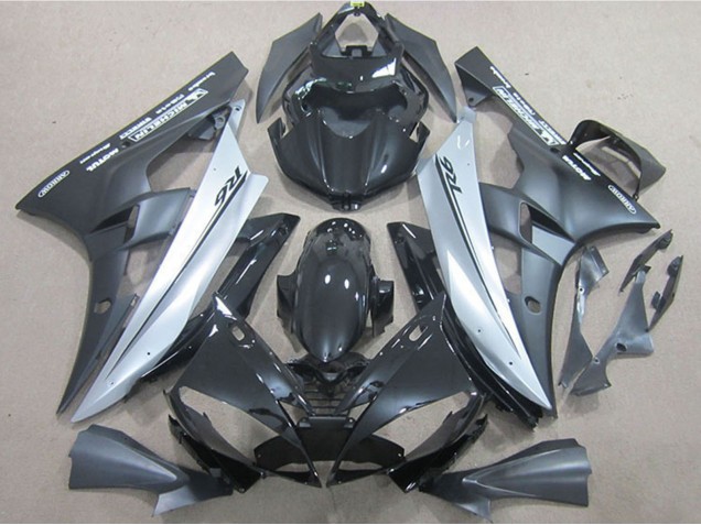 Billigste Yamaha YZF R6 Motorrad Verkleidung 2006-2007 - Glanzendes Schwarz Matt Schwarz Silber