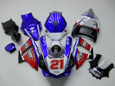 Billigste Yamaha YZF R1 Motorrad Verkleidung 2015-2019 - Weiss Blau Rot Schwarz Grun Monster 21