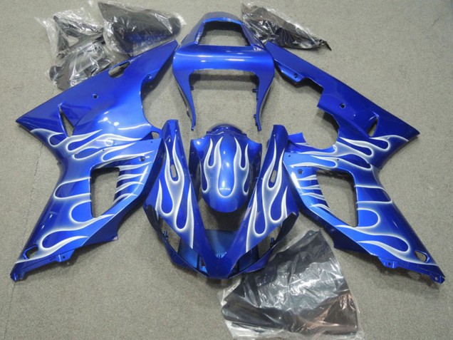 Billigste Yamaha YZF R1 Motorrad Verkleidung 2000-2001 - Blau Weiss Flamme