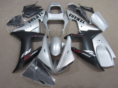 Billigste Yamaha YZF R1 Motorrad Verkleidung Kit 2002-2003 - Silber Matt Schwarz