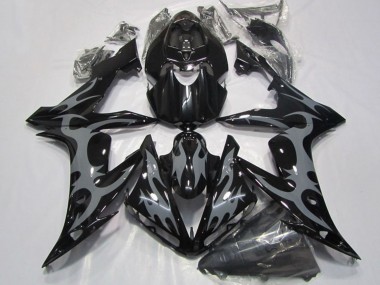 Billigste Yamaha YZF R1 Motorrad Verkleidung 2004-2006 - Glanzendes Schwarz Grau Flamme