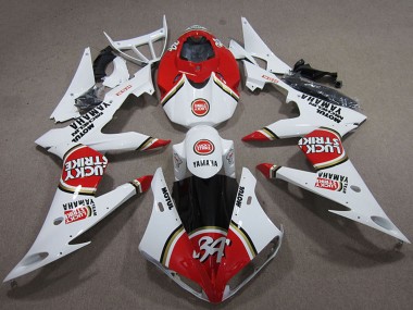Billigste Yamaha YZF R1 Motorrad Verkleidung 2004-2006 - Weiss Rot Lucky Strike