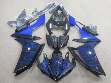 Billigste Yamaha YZF R1 Motorrad Verkleidung 2007-2008 - Glanzendes Schwarz Blau Flamme