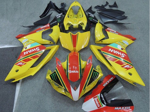 Billigste Yamaha YZF R1 Motorrad Verkleidung 2007-2008 - Gelb Rot Schwarz Weiss Schwan