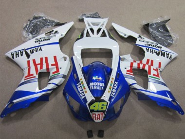 Billigste Yamaha YZF R1 Motorrad Verkleidung 2009-2011 - Weiss Blau Rot Fiat Motul Dunlop 46