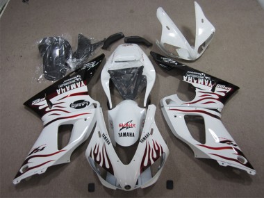 Billigste Yamaha YZF R1 Motorrad Verkleidung 2009-2011 - Weiss Rot Schwarz Flamme