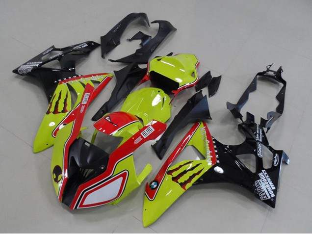 Billigste BMW S1000RR Motorrad Verkleidung 2009-2014 - Neon Gelb Rot Glanzendes Schwarz Monster