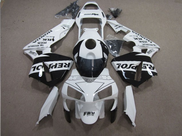Billigste Honda CBR600RR Motorrad Verkleidung 2003-2004 - Weiss Glanzendes Schwarz Repsol